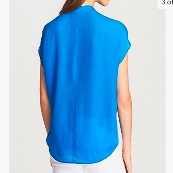 Vince Danube cargo silk blue cap sleeve button down shirt size XS mint condition - Picture 2 of 8